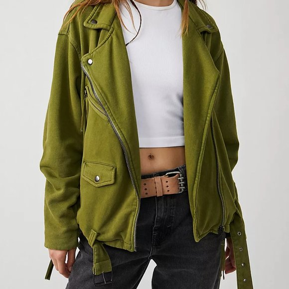 NWT NEW Free People Rebel Rebel Knit Moto Biker Motorcycle Style Jacket - Picture 7 of 9